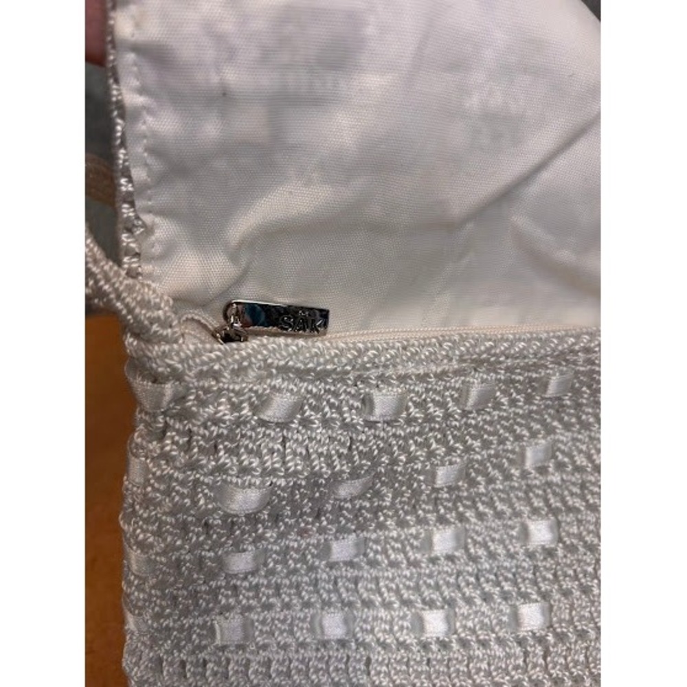 The‎ Sak White Crochet Ribbon Woven Small Crossbody Bag Flap Closure Boho - Picture 6 of 10